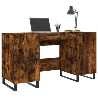 Berkfield Home Elegant Desk Smoked Oak 140x50x75 cm Engineered Wood in Brown | Size: 140 x 50 x 75 cm