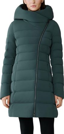 Soia & Kyo Judy Water Resistant 700 Fill Power Hooded Down Coat in Midnight Forest at Nordstrom, Size Xx-Small