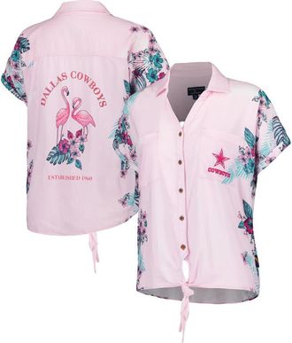Margaritaville Womens Margaritaville Pink Dallas Cowboys Stadium Tie-Front Button-Up Shirt at Nordstrom, Size Xx-Large
