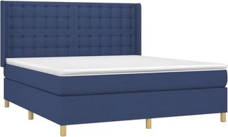 vidaXL Vidaxl - Cama Box Spring Colch&oacute;n Y Luces Led Tela Azul 160x200 Cm