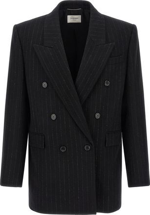 Saint Laurent Pinstripe Blazer Nero-Uomo