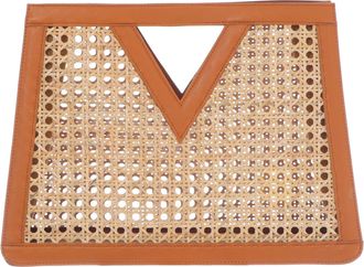 Adornia Brown Rattan Kane Clutch