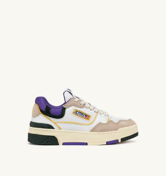 Autry clc low sneakers in white, purple and green leather