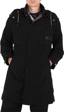 Roberto Cavalli Mens Black Nylon Hooded Parka, Brand Size 50 (US Size 40)