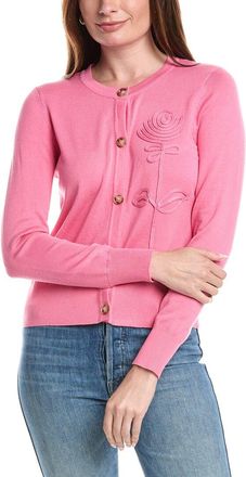 T Tahari Rose Applique Snap Front Cardigan