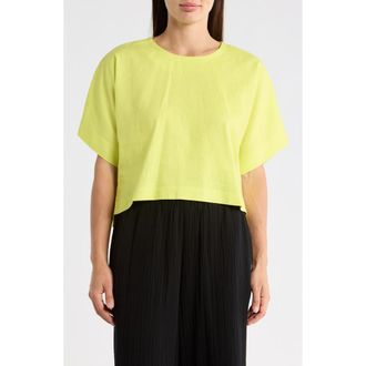 DKNY Boxy Short Sleeve Linen Blend Top in Limeade at Nordstrom Rack, Size X-Small