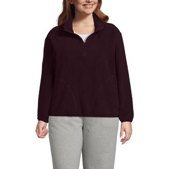 Lands End Plus Size Print Half Zip Cozy High Pile Fleece Pullover in Lush Burgundy at Nordstrom, Size 1 X