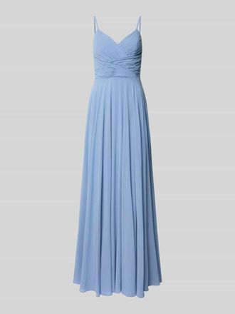 Mascara Abendkleid mit Drapierungen und V-Ausschnitt in Hellblau, Gr&ouml;&szlig;e 32