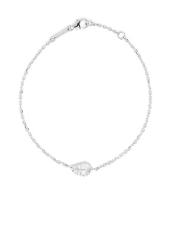 Anita Ko 18kt white gold palm leaf baguette diamond bracelet - women - Diamond/18kt White Gold - One Size - Silver