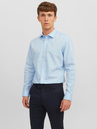 Jack & Jones Langarmhemd JACK & JONES JJJOE SHIRT LS PLAIN, Herren, Gr. XS, N-Gr, blau (cashmere blau), Web, Obermaterial: 65% Polyester, 35% Baumwolle, unifarben,