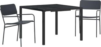 vidaXL Juego De Muebles De Exterior 3 Uds. Gris Antracita Acero Vidaxl