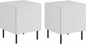 Mirjan24 Mobilier1 - Conjunto De Mesitas De Noche Charlotte 172, Blanco + Negro, N&uacute;mero De Cajones: 0, N&uacute;mero De Puertas: 0, 54x44x41cm, Aglomerado Laminado, M