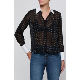 L'agence Sona Polka Dot Shirt in Black/white Polka Dot at Nordstrom, Size X-Large