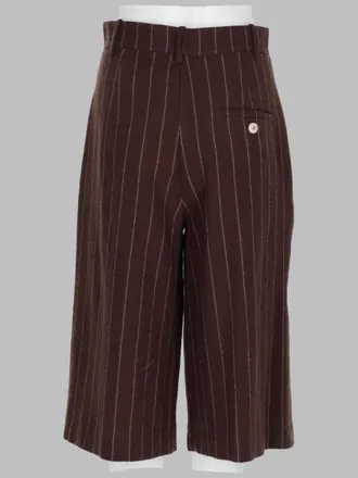 Alysi Virgin Wool Striped Bermudas - Brown