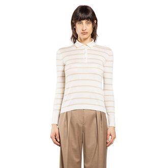 Max Mara Striped Cashmere Silk Polo