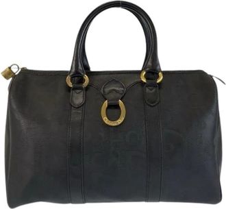 Dior Pre-owned Handbags, female, Black, Size: ONE SIZE Pre-owned Trotter PVC Leather Boston Bag