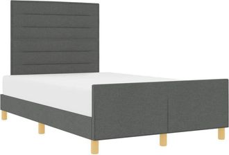 vidaXL Bed Frame with Headboard Dark grey 120 x 190 cm Fabric Vidaxl