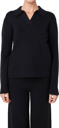 English Factory Polo Collar Sweater In Black