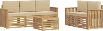 vidaXL Conjunto De Sof&aacute;s De Exterior 6 Uds. Y Beige Poli&eacute;ster Vidaxl