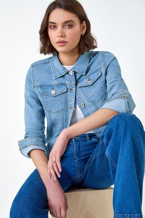 Roman Cotton Blend Stretch Denim Jacket