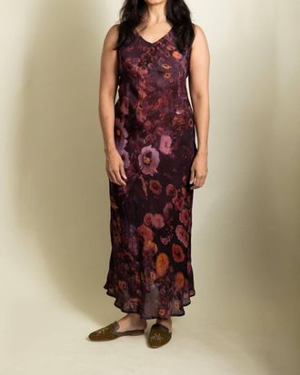 Yavi Bias Cut Dress In Aubergine Floral
