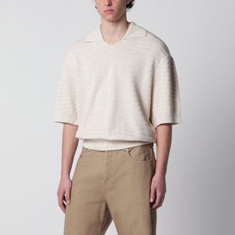 Jacquemus Light Beige Polo in Cotton and Silk
