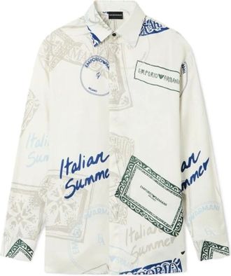 Emporio Armani Overhemden, Heren, Veelkleurig, L, Viscose Shirt met Print