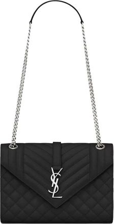 Saint Laurent Envelope Medium Bag - Dames - Schoudertassen - Zwart - ONE Size - Leer - Tassen