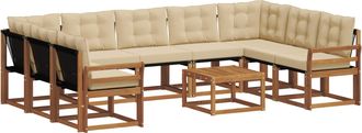 vidaXL Conjunto De Sof&aacute;s De Exterior 10 Uds. Natural Y Beige Vidaxl
