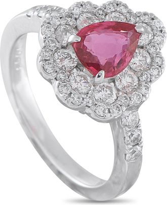 Luxury Bazaar Platinum 0.93ct Diamond and Ruby Ring 5310