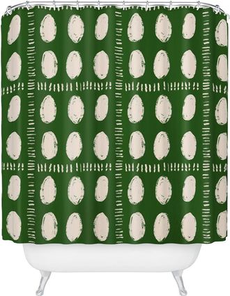 Deny Designs Green Boho Quilt Shower Curtain in Cream at Nordstrom Rack