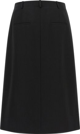 Fendi Grain de Poudre Wool Midi Skirt - Black