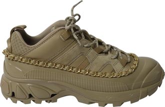 Burberry Burberry Gouden Ketting Arthur Sneakers in Khaki Leer