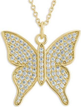 Sterling Forever Pav&eacute; Butterfly Pendant Necklace in Gold at Nordstrom