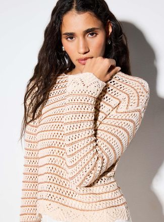 Icone Womens Striped crocheted sweater