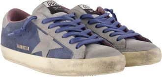 Golden Goose Mens Super Star Sneakers - Golden Goose Deluxe Brand Leather Blue Calfskin Shoes