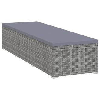 Berkfield Home Sun Lounger with Dark Grey Cushion Poly Rattan Grey