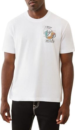 True Religion Standard Ombré Logo Graphic T-Shirt in Optic White at Nordstrom, Size Xxx-Large