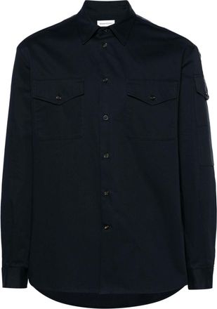 Alexander McQueen logo-trim cotton shirt - men - Cotton/Polyester - 15 3/4 - Blue