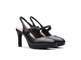 Clarks Ambyr 2 Grace High Womens Heels Black Leather : 9.5 B - Medium, Leather/Rubber