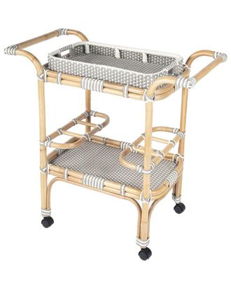 Butler Butler Specialty Company Selena Grey & Rattan Bar Cart