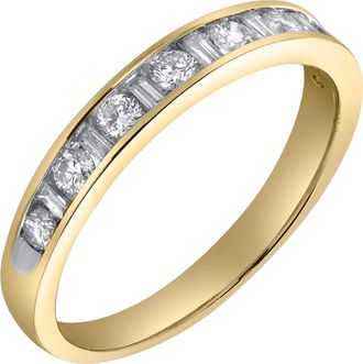 LuvMyJewelry Cosmos 14K Gold Round Diamond Studded Band Ring - 0.52cts