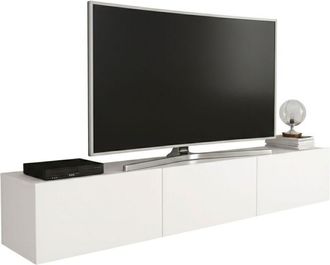 Dmora Mobile porta tv Barzago, Credenza da soggiorno, Armadio basso per tv, Base parete attrezzata, 180x32 h30 cm, Bianco - Dmora