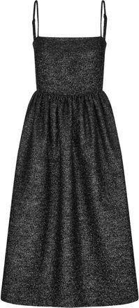 Stine Goya Elegante Midi Jurk met Dunne Bandjes - Dames - Casual kleedjes - Zwart - S - Kleedjes
