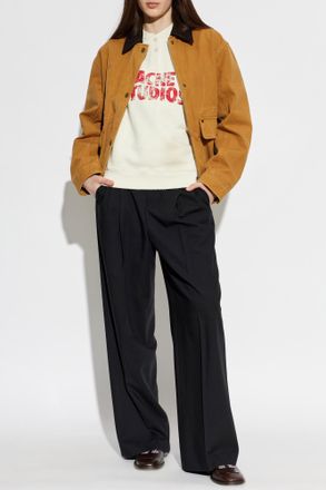 Acne Studios Jacket With Leather Collar, Womens, Brown