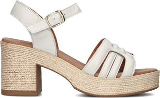Notre-V Witte Sandalen met Blokhak - Dames - Sandalen met hakken - Wit - 39 EU - Leer - Schoenen