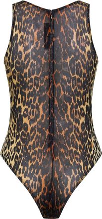 Alex Perry Womens Stretch Mesh Bodysuit Leopard Print Multicolour Nylon Tops Top