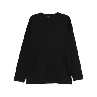 Christophe Lemaire Long Sleeve Tops, male, Black, Size: L LS T-Shirt in Cotton Silk Interlock