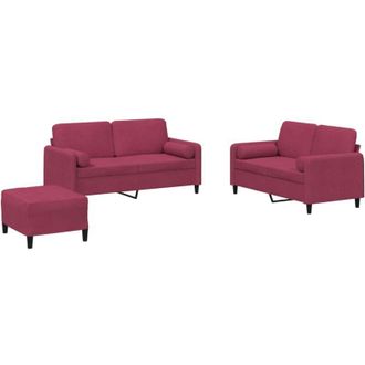 vidaXL Vidaxl - Juego De Sof&aacute;s Con Cojines 3 Piezas Terciopelo Rojo Tinto