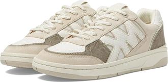 Michael Kors Rebel Sneakers Womens 8M Ivory Leather Lifestyle Shoes HTAT1240